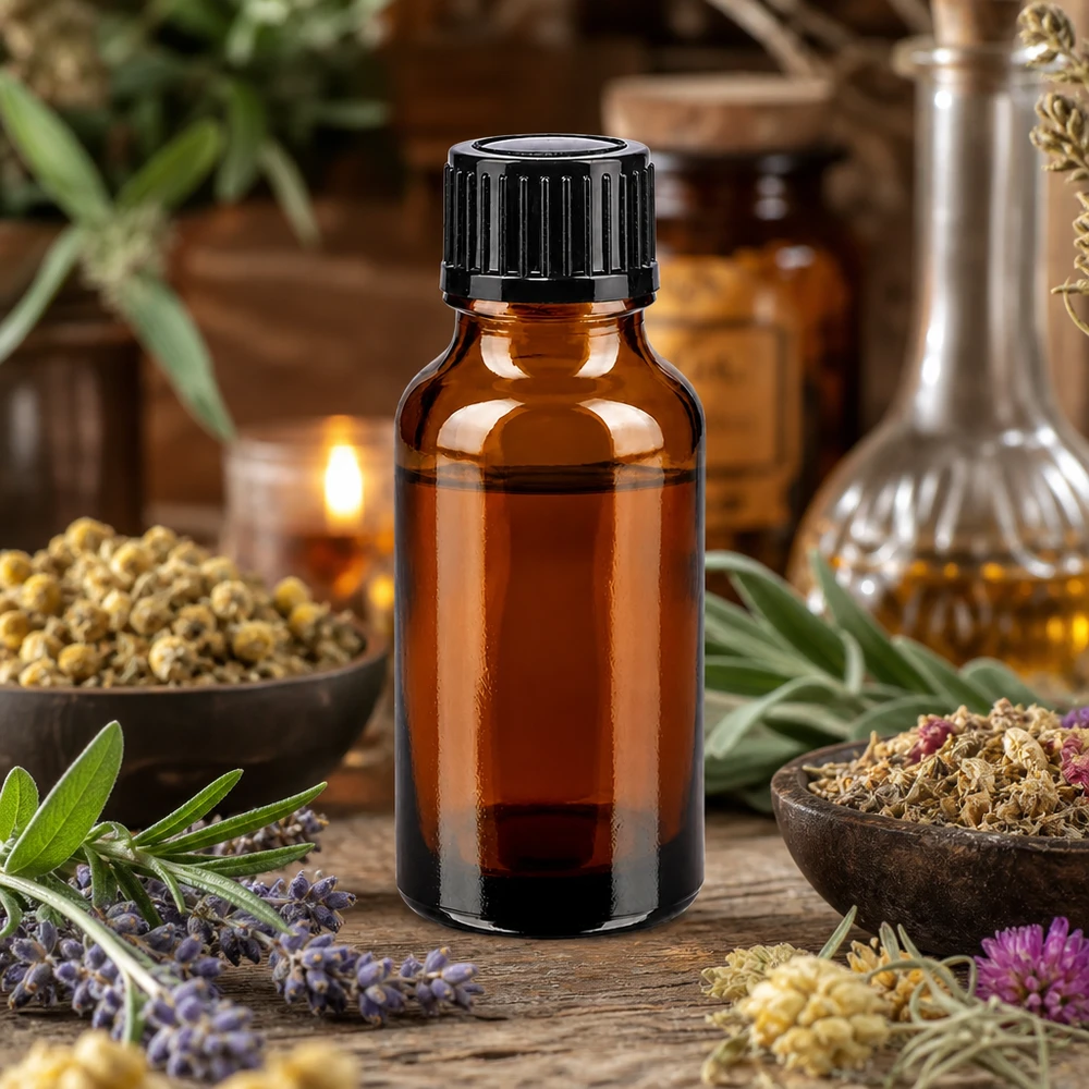 Klassische Braunglasflasche 20ml mit Kindersicherheitsverschluss für Aromaöle und Essenzen