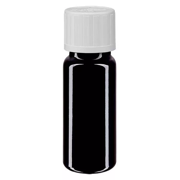 Apothekenflasche violett 10ml Schraubverschluss weiß Kindersicherung Standard Apothekenflasche violett 10ml Schraubverschluss weiß Kindersicherung Standard
