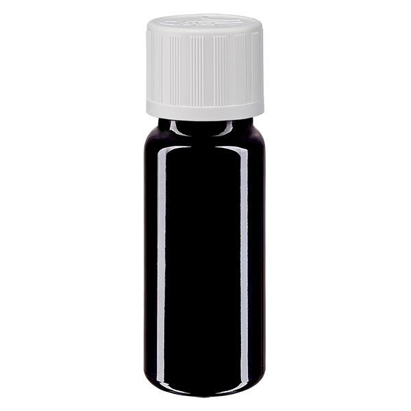 Apothekenflasche violett 10ml Schraubverschluss weiß Kindersicherung Standard Apothekenflasche violett 10ml Schraubverschluss weiß Kindersicherung Standard