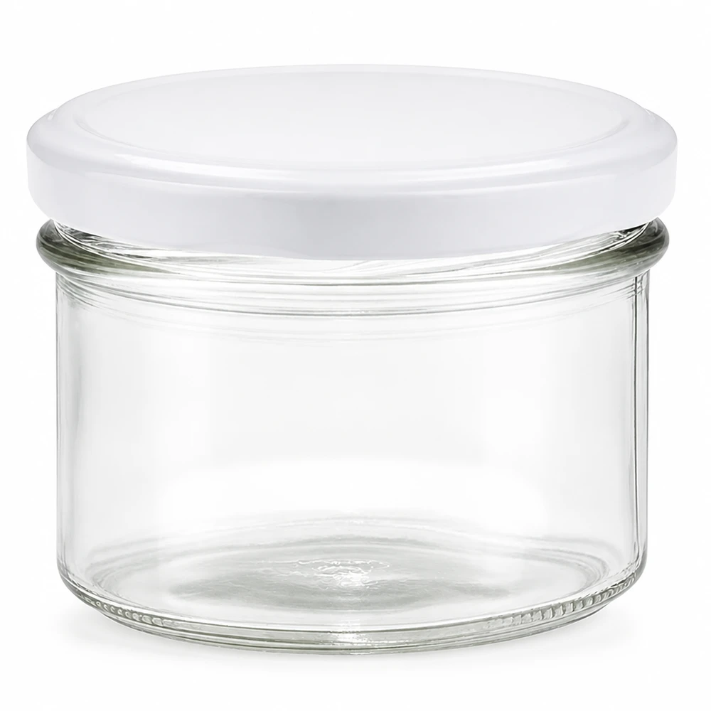 225ml Sturzglas mit BasicSeal Deckel weiß UNiTWIST 225ml Sturzglas mit weißem BasicSeal Deckel, leeres Einmachglas aus Glas für Marmelade und Konserven