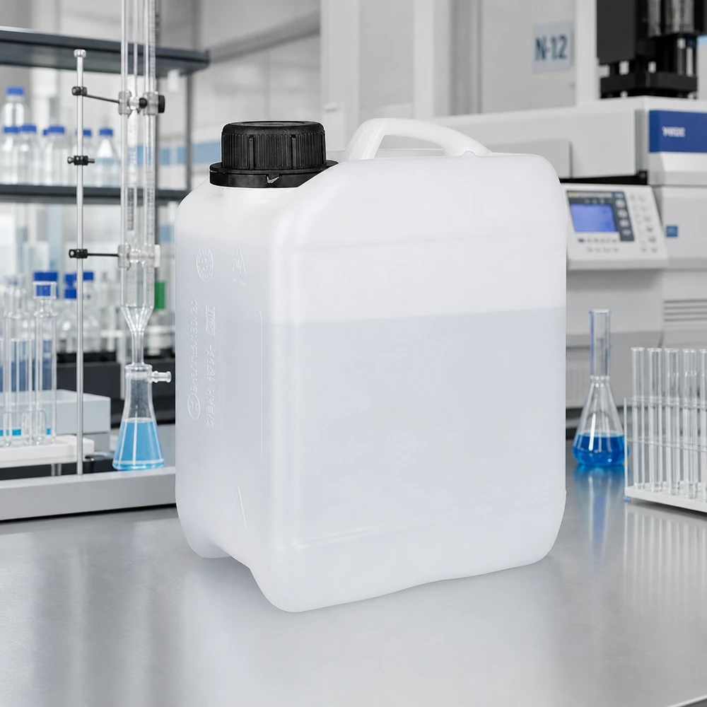 Kompakter HDPE-Kanister 2,5 Liter mit Originalitätsverschluss für Chemikalien im Labor