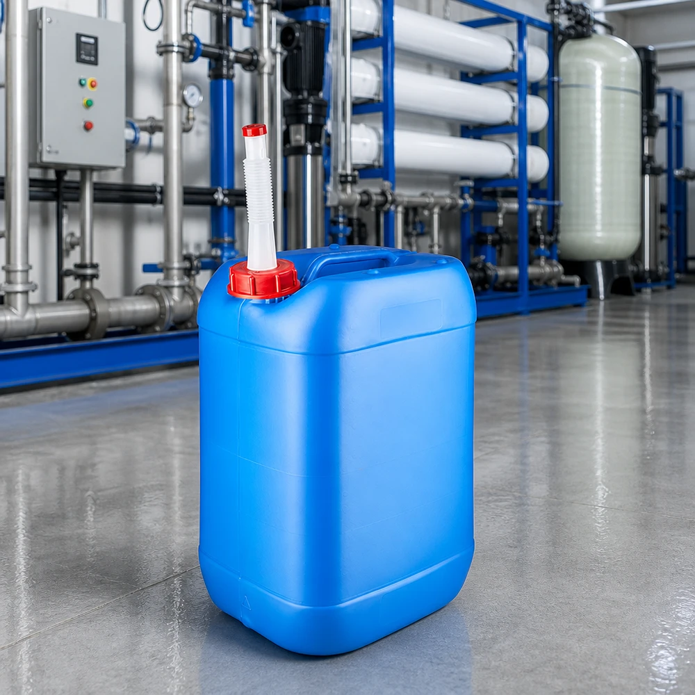 Tragbarer 25 Liter Flüssigkeitskanister blau mit Einfüllstutzen für industrielle Anwendungen