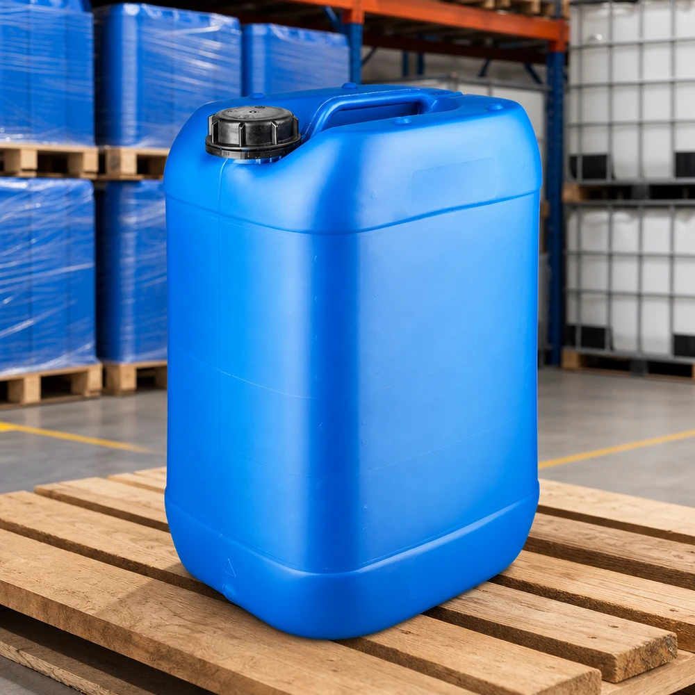 Kanister 25 Liter blau mit Schraubverschluss Originalitätsverschluss Robuster Industriekanister 25L blau mit Schraubverschluss OV auf Holzpalette