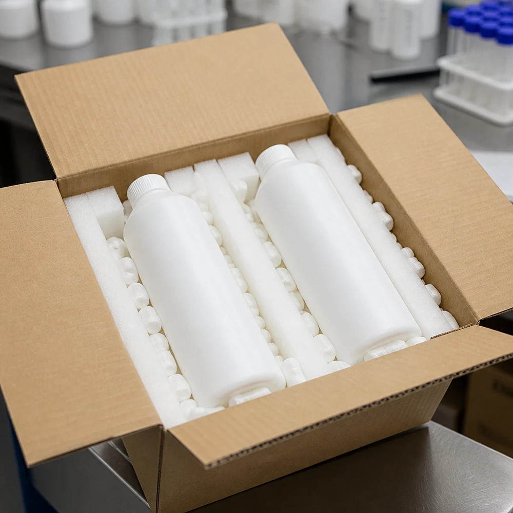 250ml Apothekenflasche weiß ohne Deckel in professioneller Schutzverpackung