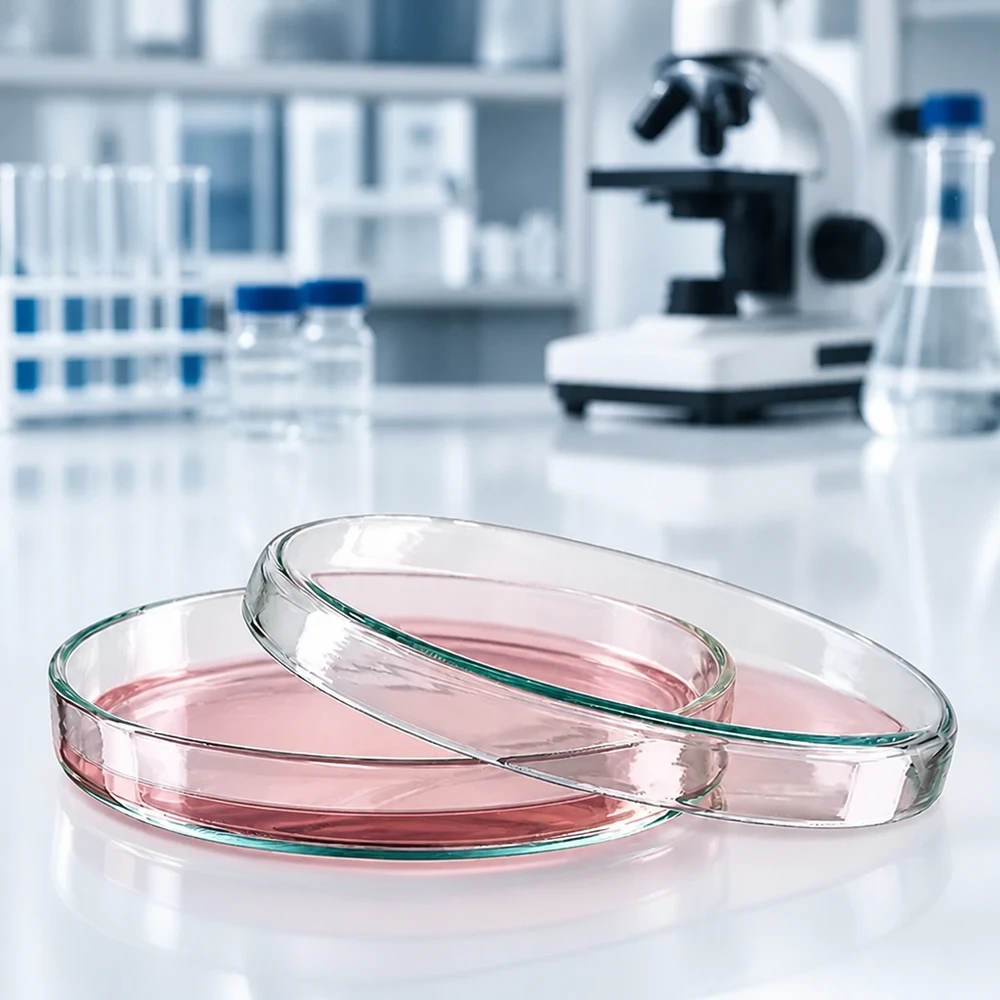 Petrischale aus klarem Glas 90mm Durchmesser 15mm Höhe für mikrobiologische Untersuchungen