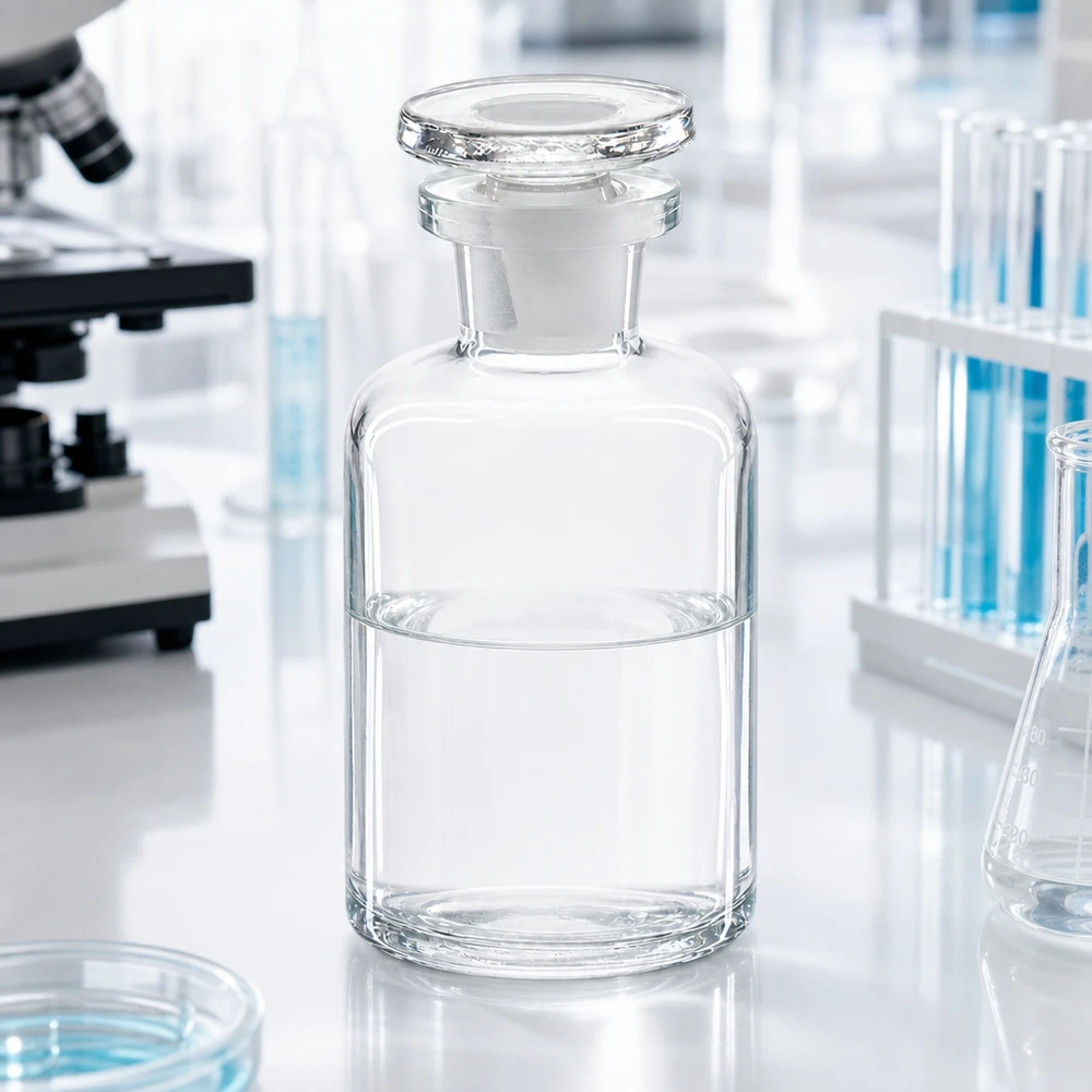 Durchsichtige Stollenhalsflasche 50ml Glasstopfen Rundschulter für Laborgebrauch