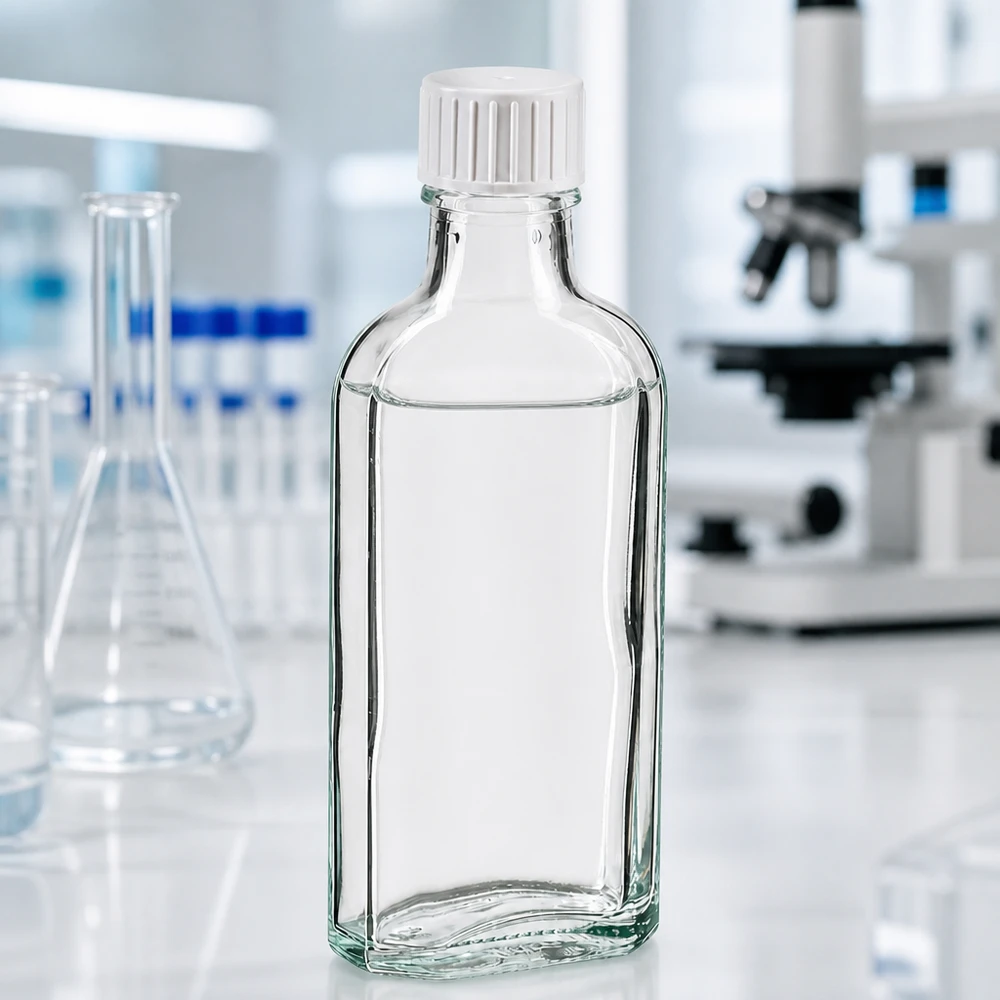 Kleine rechteckige Klarglasflasche 100ml mit Schraubverschluss und Ausgießer