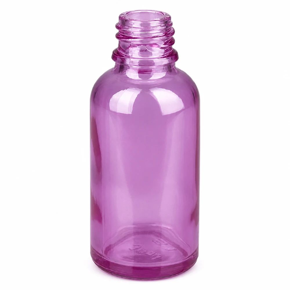 30ml Nasensprayflasche weiß/transparent Standard PurpleLine. UT18/30 Kleine Sprühflasche 30ml mit breiter Öffnung in durchscheinendem Violett für Nasenpflege