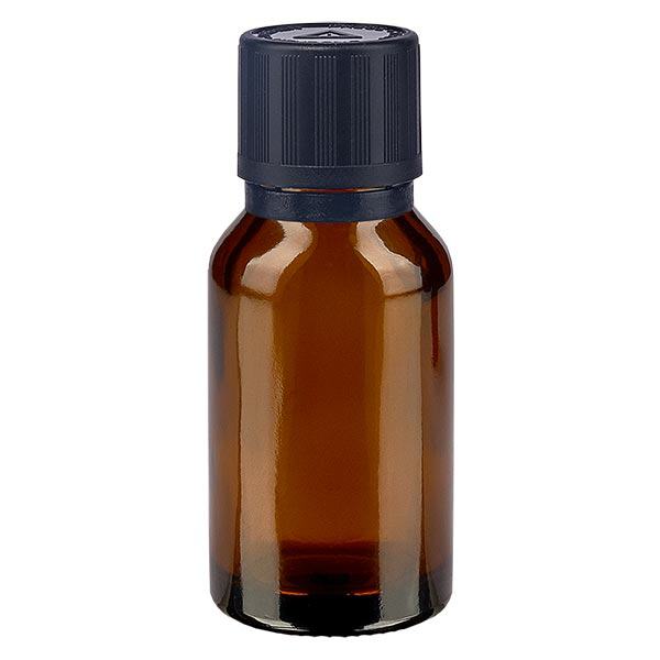 Apothekenflasche braun 15ml Tropfer Giessring 1mm schwarz Kindersicherung Blindenwarnsymbol Originalitätsverschluss Apothekenflasche braun 15ml Tropfer Giessring 1mm schwarz Kindersicherung Blindenwarnsymbol Originalitätsverschluss