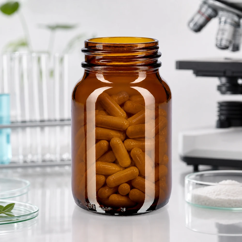 Vielseitige Braunglas Weithalsflasche 250ml ideal für Nahrungsergänzungsmittel und Vitamine