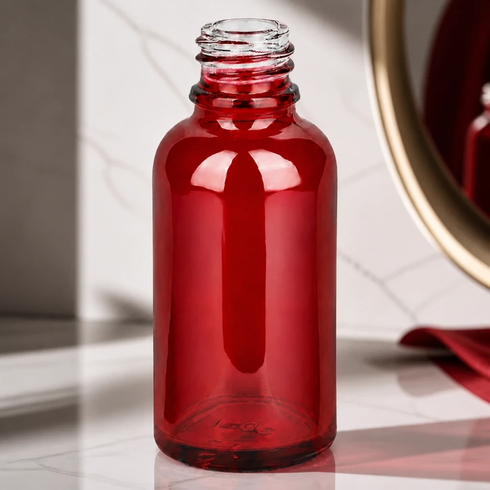 30ml Apothekenflasche RedLine UT18/30 UNiTWIST 30ml Glasflasche RedLine UT18/30 UNiTWIST in transparentem Rot für optimale Inhaltskontrolle