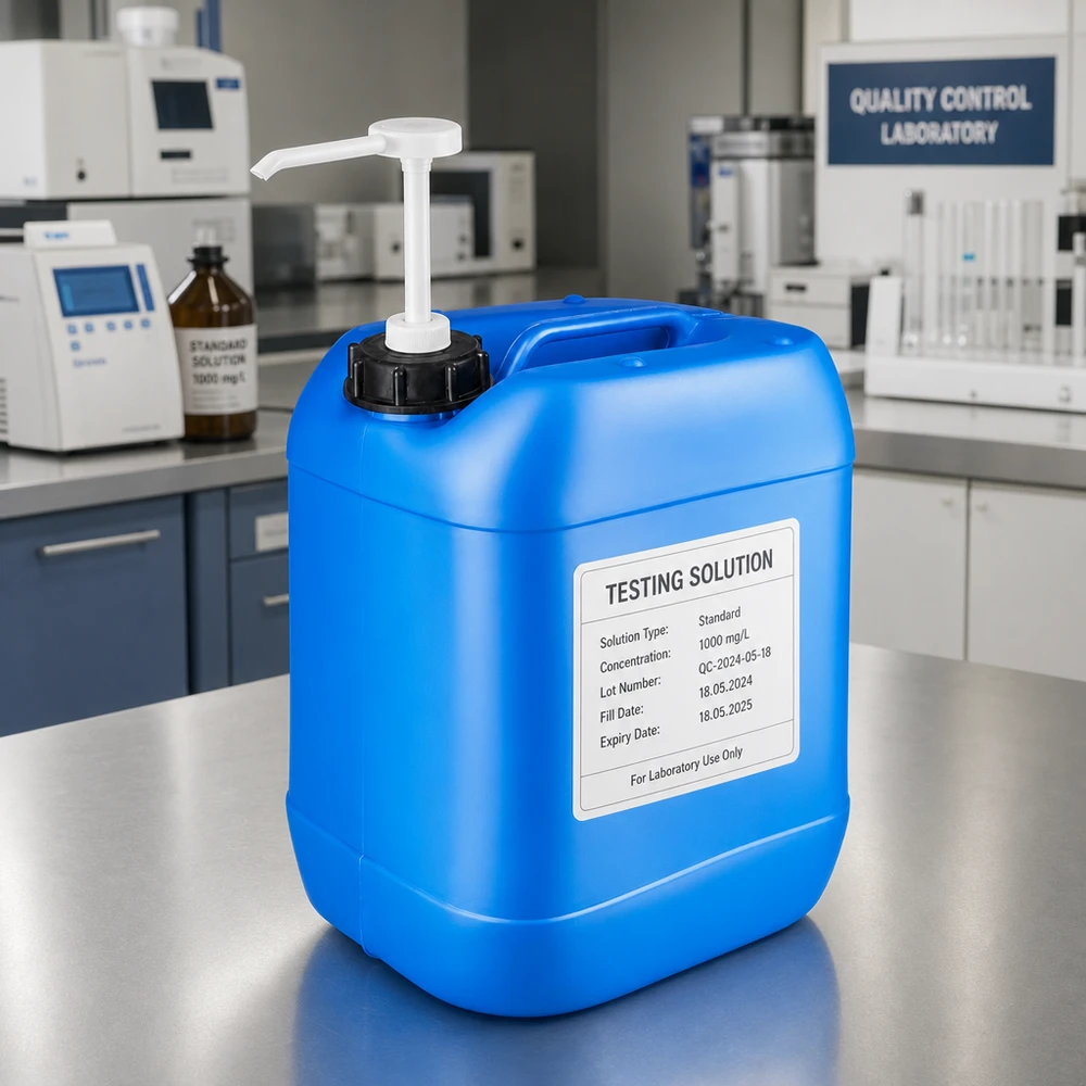 Kanister 20 Liter blau mit Dosierpumpe Robuster HDPE-Kanister 20L blau mit Pumpenaufsatz zur dosierten Entnahme von Laborchemikalien