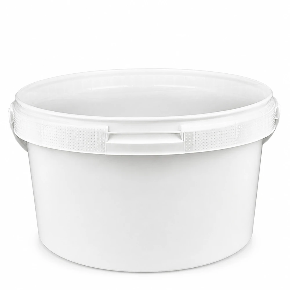 Eimer 3.5L aus weißem Kunststoff Polypropylen ohne Deckel Weißer Mehrzweckeimer 3,5 Liter PP Kunststoff ohne Deckel mit Henkelösen