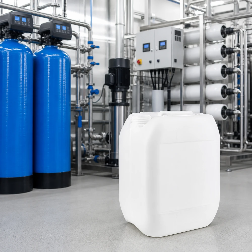 Robuster 10 Liter Flachkanister ohne Verschluss in Wasseraufbereitung platzsparender HDPE Behälter