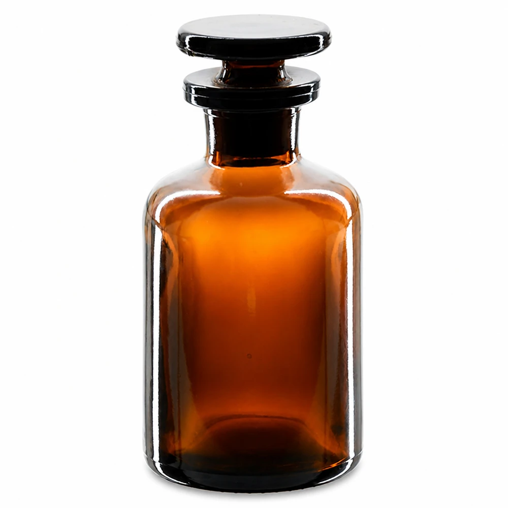 Rundschulterfl. 50ml braun Enghals Glasstopfen Kleine Braunglasflasche 50ml Rundschulter Enghals mit flachem Glasstopfen