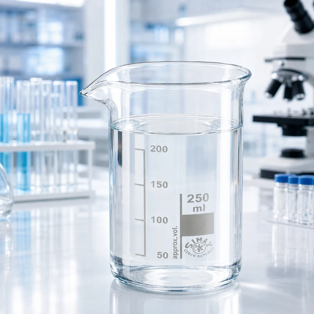 Becherglas 250ml Borosilikatglas, hohe Form Becherglas 250ml hohe Form mit Ausgussschnabel und graduierter Skala von 50 bis 200ml