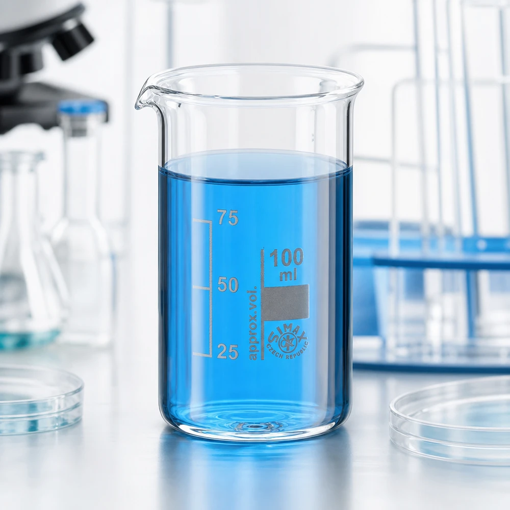 Becherglas 100ml Borosilikatglas, hohe Form Transparentes Laborbecherglas 100ml mit Ausgussschnabel und sichtbarer Volumenskala