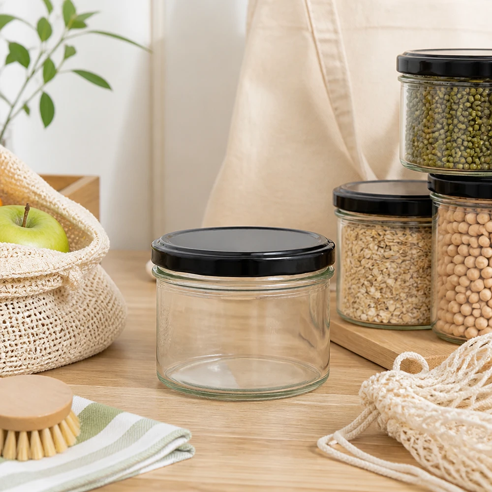 225ml Sturzglas mit BasicSeal Deckel schwarz UNiTWIST 225ml Sturzglas mit schwarzem Deckel in Zero-Waste Küche mit nachhaltigen Vorratsgläsern und Öko-Produkten