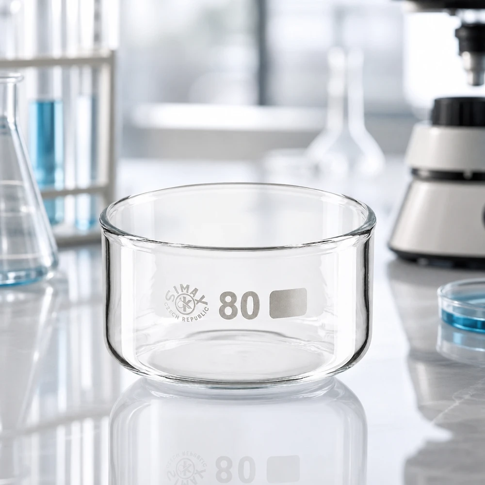 150ml Kristallisierschale ohne Ausguss Borosilikat ø80mm Rundform Laborgefäß 150ml klarglas hitzebeständig SIMAX Czech Republic Durchmesser 80mm