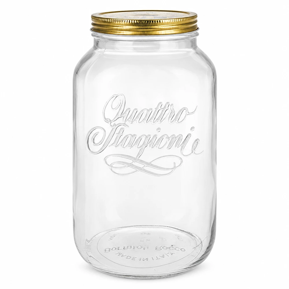 Quattro Stagioni Rundglas 3800ml mit goldenem Schraubdeckel Einmachglas italienisches Design leer