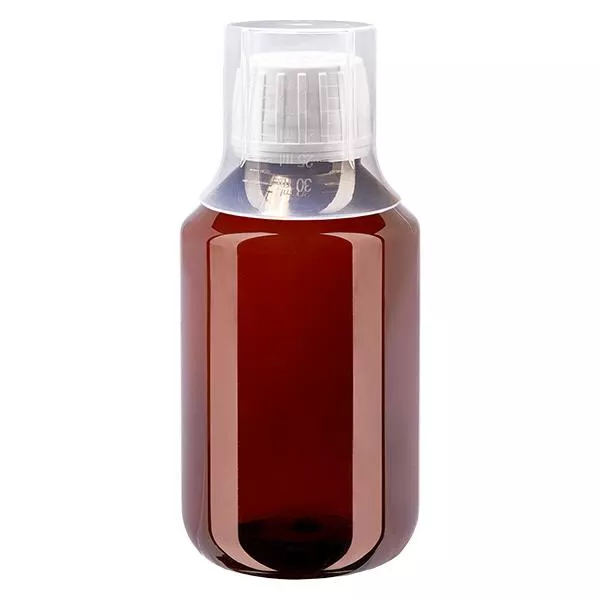 PET Flasche 100ml mit weißem Verschluss Originalitätsverschluss + Becher PET Flasche 100ml mit weißem Verschluss Originalitätsverschluss + Becher