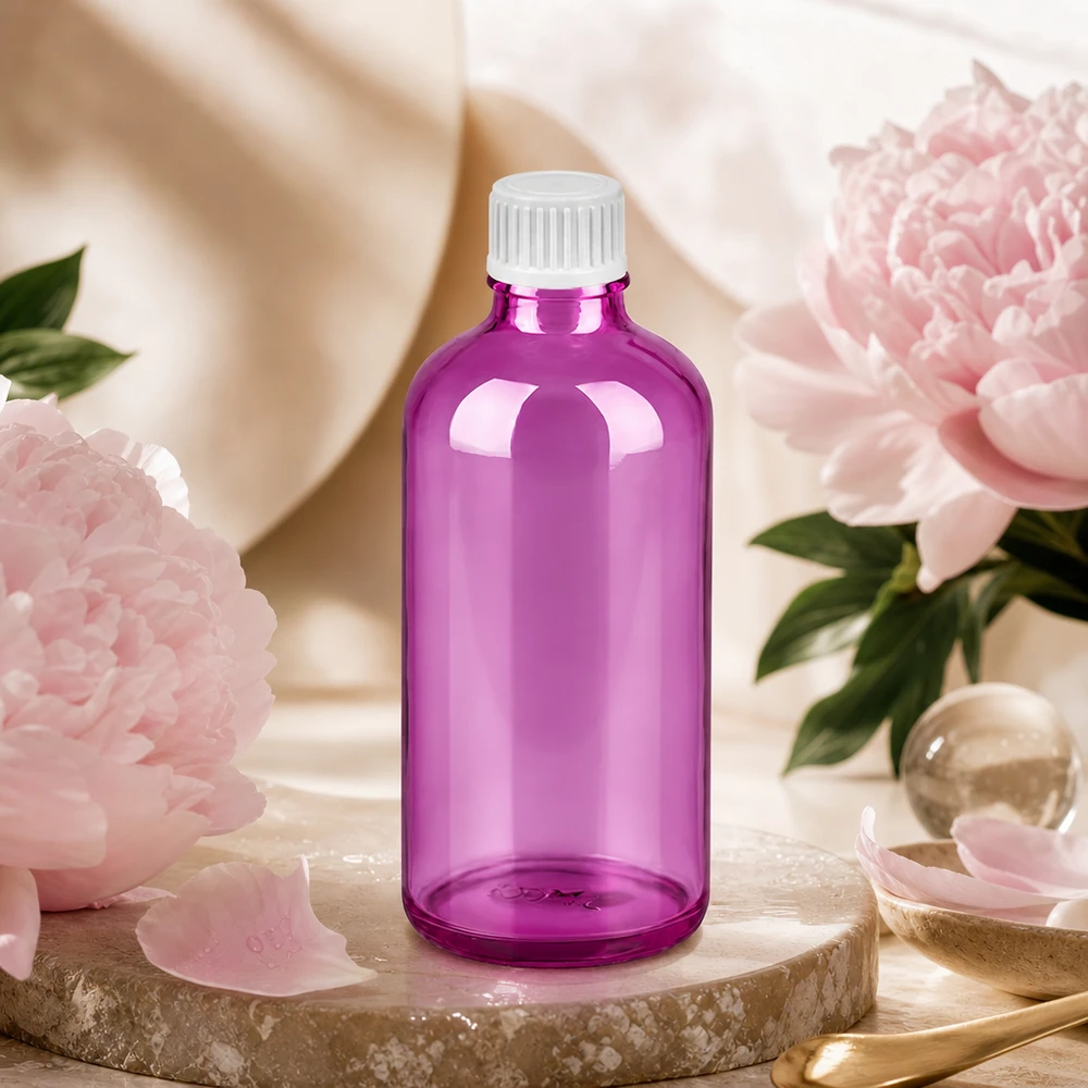 100ml Tropfflasche 0.9mm weiss Standard PurpleLine UT18/100 Kompakte Tropfflasche 100ml transparent violett ideal für DIY Kosmetik und ätherische Öle