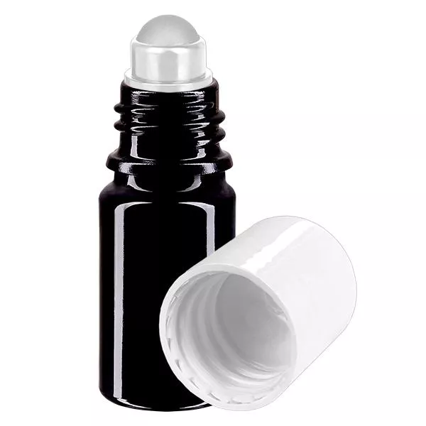 Apothekenflasche violett 5ml Roll-On Verschluss weiß Apothekenflasche violett 5ml Roll-On Verschluss weiß