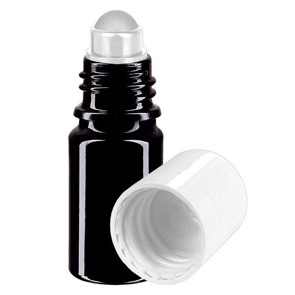 Apothekenflasche violett 5ml Roll-On Verschluss weiß Apothekenflasche violett 5ml Roll-On Verschluss weiß