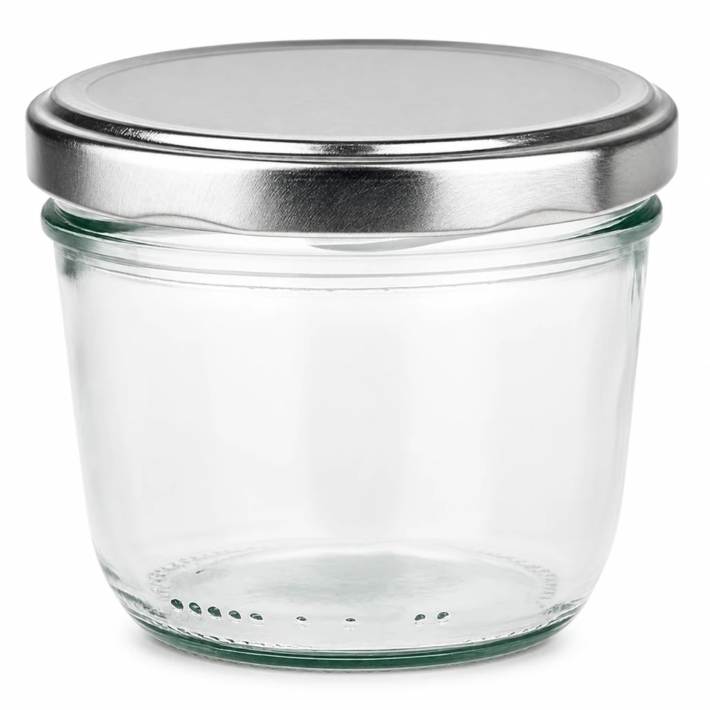 230ml Sturzglas mit silbernem BasicSeal Deckel leer transparent Einmachglas Marmeladenglas