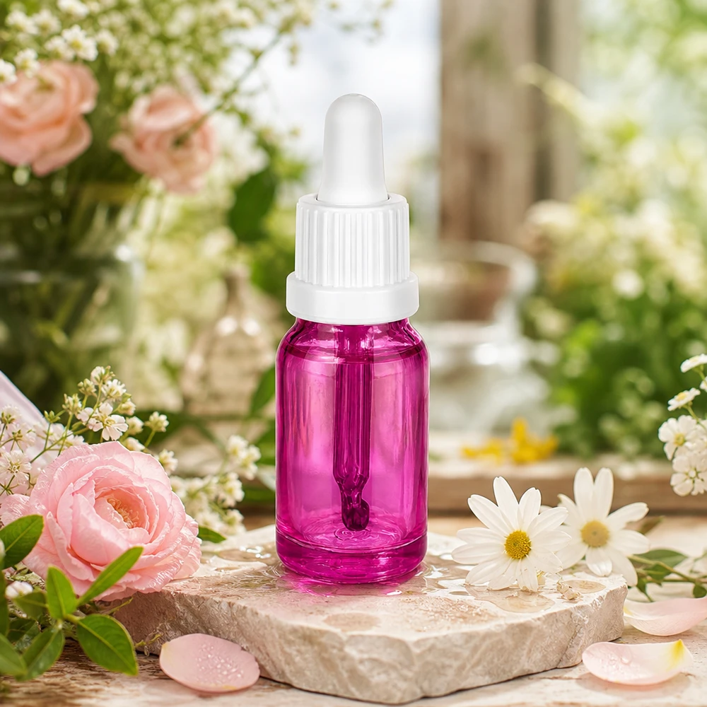 10ml Pipettenflasche weiss Originalität Schraubverschlusserschluss PurpleLine UT18/10 Violette 10ml Glasflasche mit weisser Pipette für Seren und Essenzen OV PurpleLine UT18/10