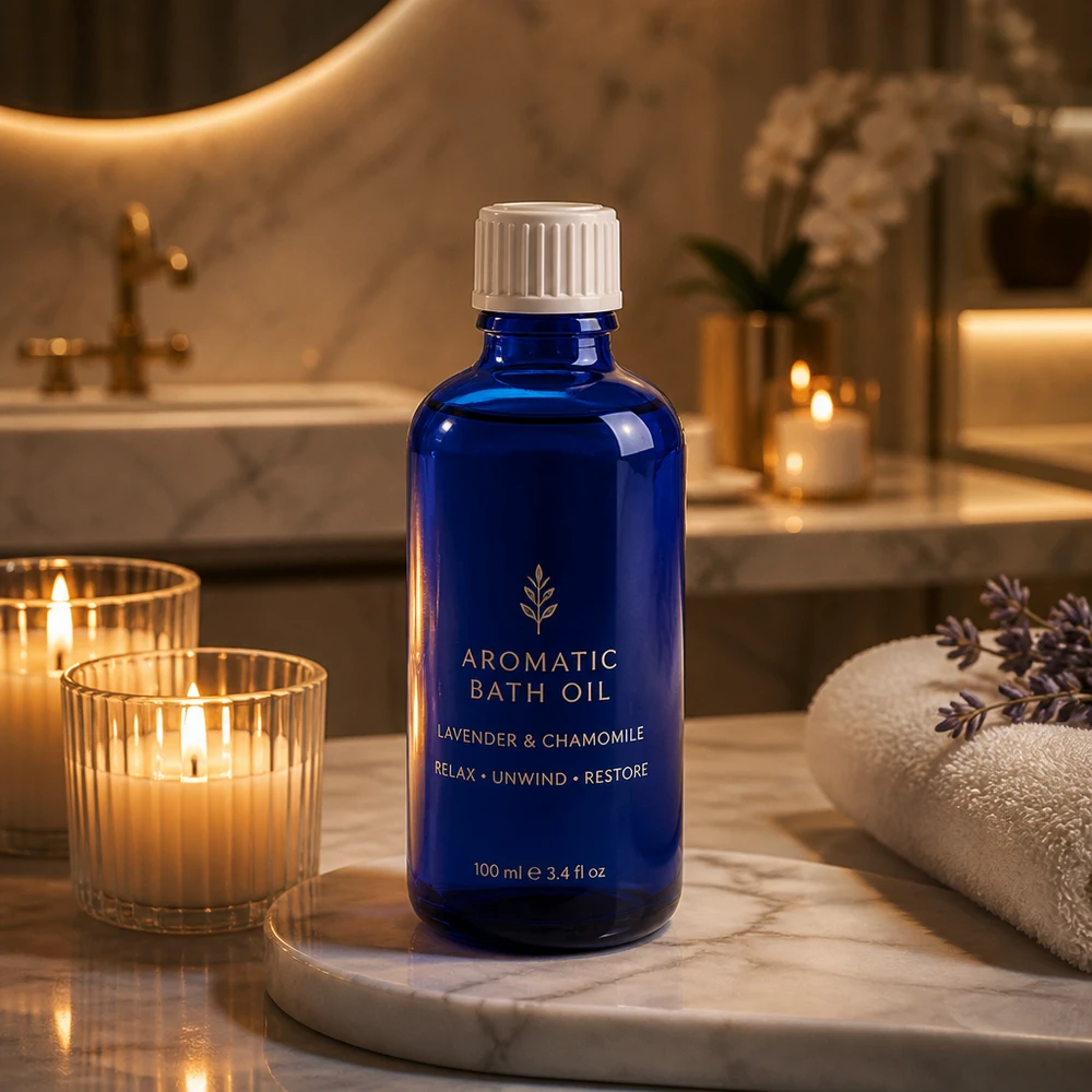 Apothekenflasche blau 50ml Schraubverschluss weiß Standard Kobaltblaue Apothekerflasche 50ml Weithals mit 11mm Verschluss für ätherische Öle