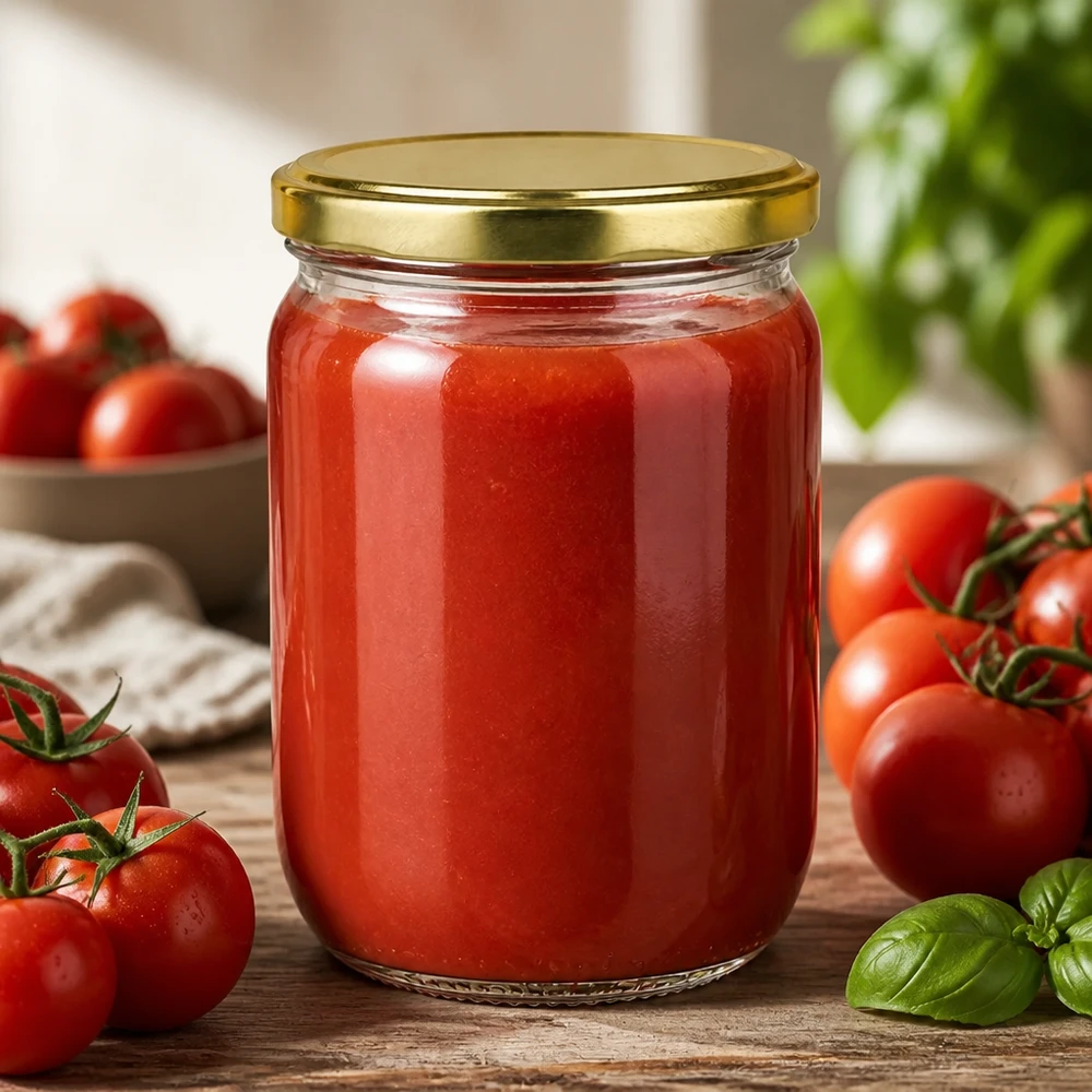 UniTwist Rundglas 555ml mit BasicSeal Deckel für selbst eingekochte Tomatensoße