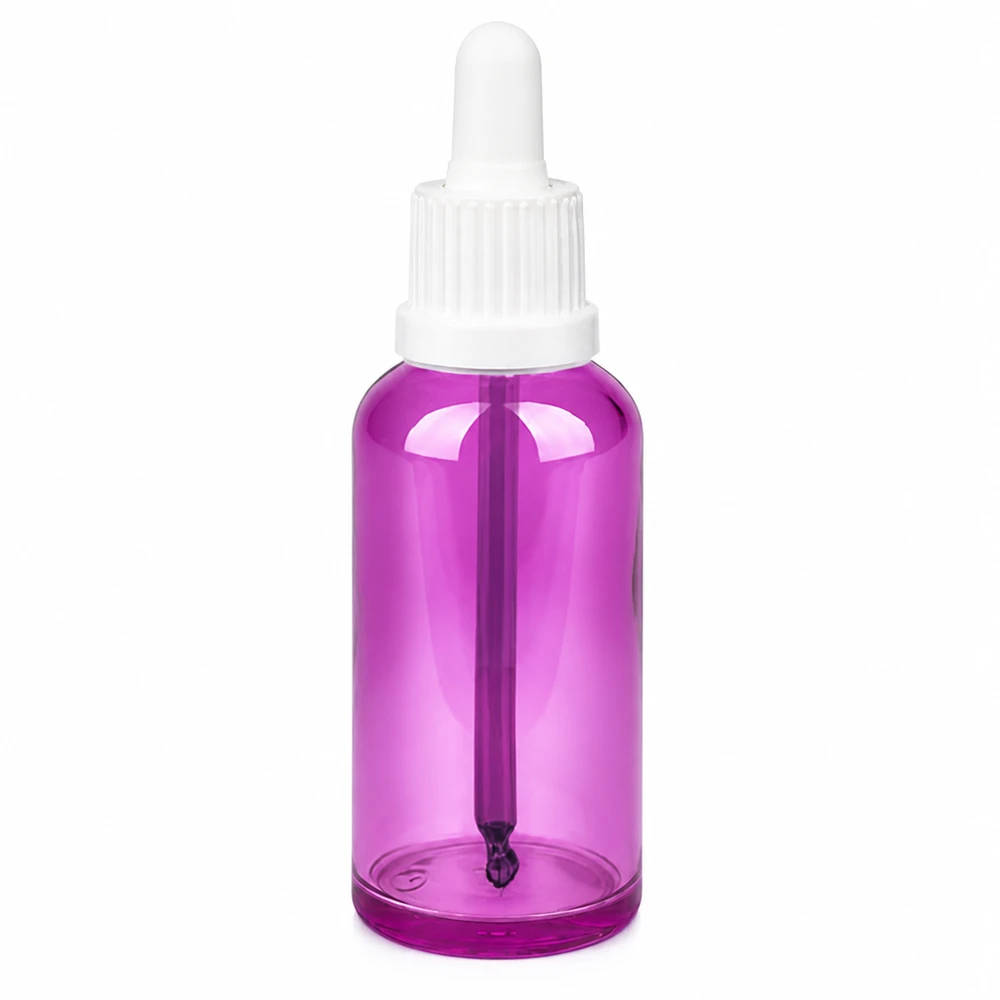 50ml Pipettenflasche weiss Originalität Schraubverschlusserschluss PurpleLine UT18/50 Pipettenflasche transparent violett 50ml mit praktischem Tropfverschluss weiß