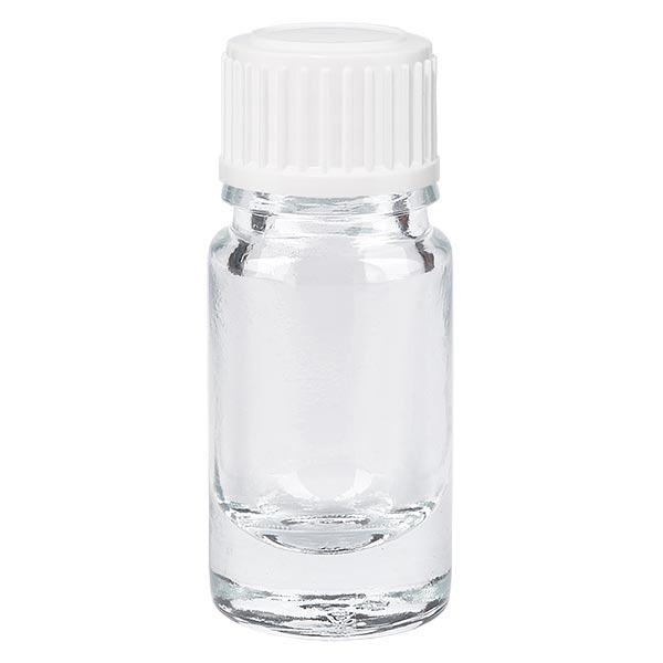Apothekenflasche klar 5ml Schraubverschluss weiß Standard Apothekenflasche klar 5ml Schraubverschluss weiß Standard