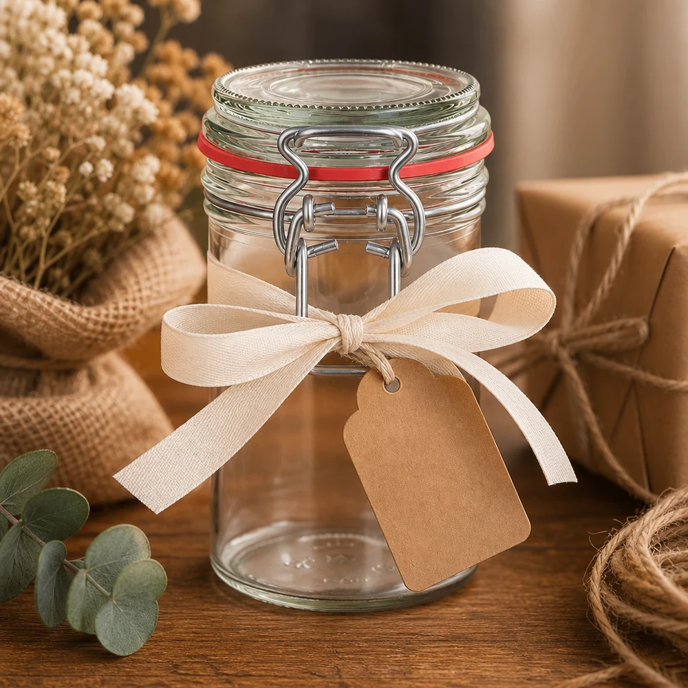 272ml Vorratsglas Typ G mit Bügelverschluss UN.. 272ml Vorratsglas mit Bügelverschluss und Geschenkband - ideal für Küche und Aufbewahrung von Lebensmitteln