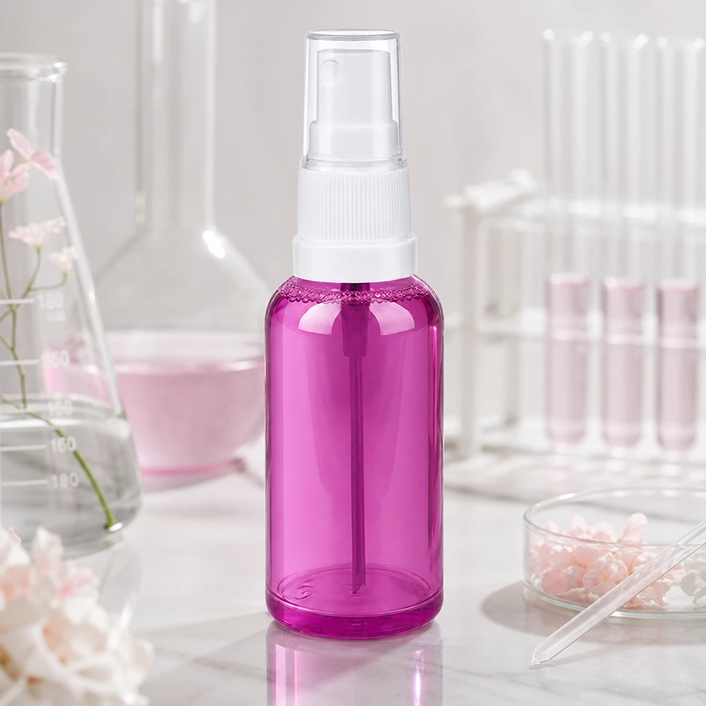 50ml Sprayflasche weiss/transparent Standard PurpleLine UT18/50 50ml Kosmetik Sprayflasche aus transparentem lila Kunststoff mit feinem Sprühnebel