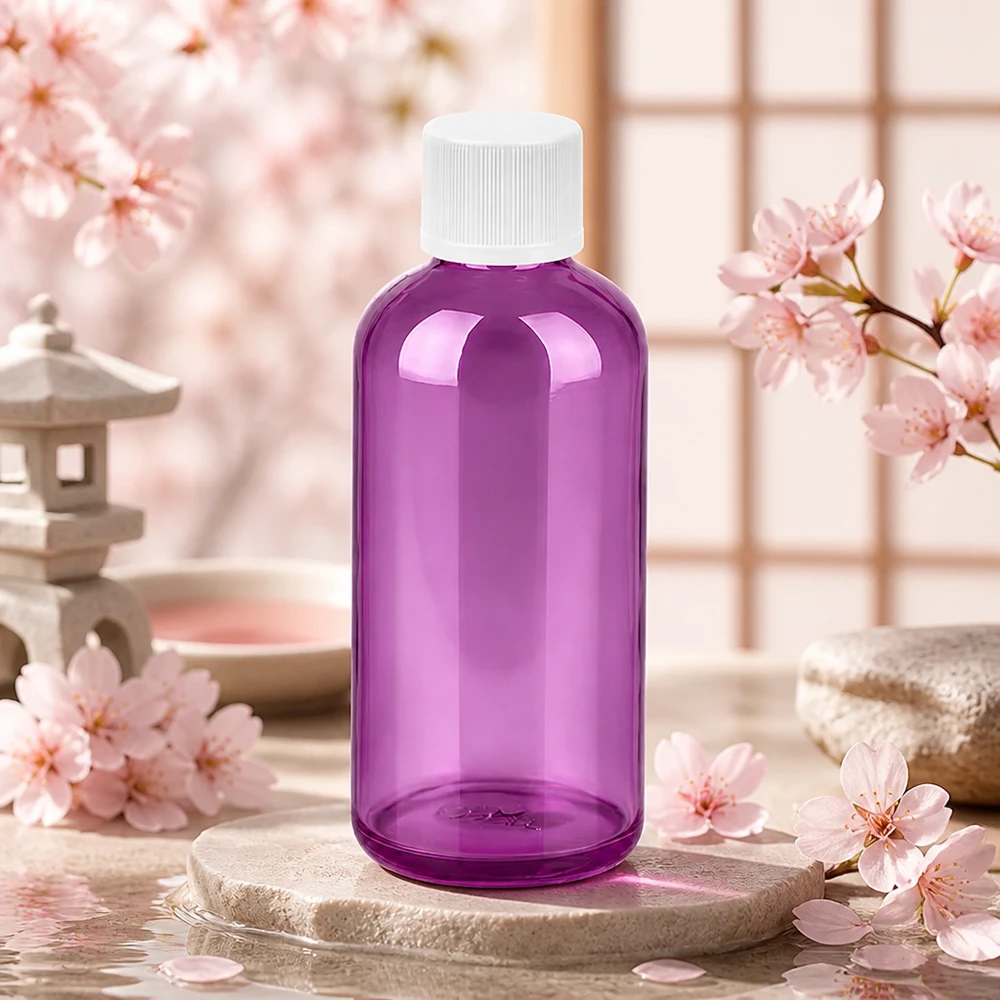 100ml Flasche 11mm Schraubverschluss weiß Standard Kindersicher PurpleLine. UT18/100 Kompakte violette Kunststoffflasche 100ml perfekt für DIY-Kosmetik und Naturkosmetik-Herstellung