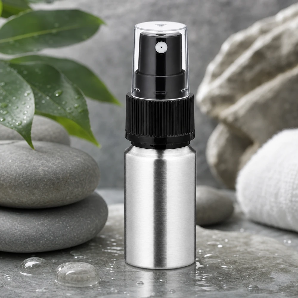 Wiederbefüllbare 10ml Aluflasche mit Pumpzerstäuber - nachhaltige Lösung für DIY-Kosmetik