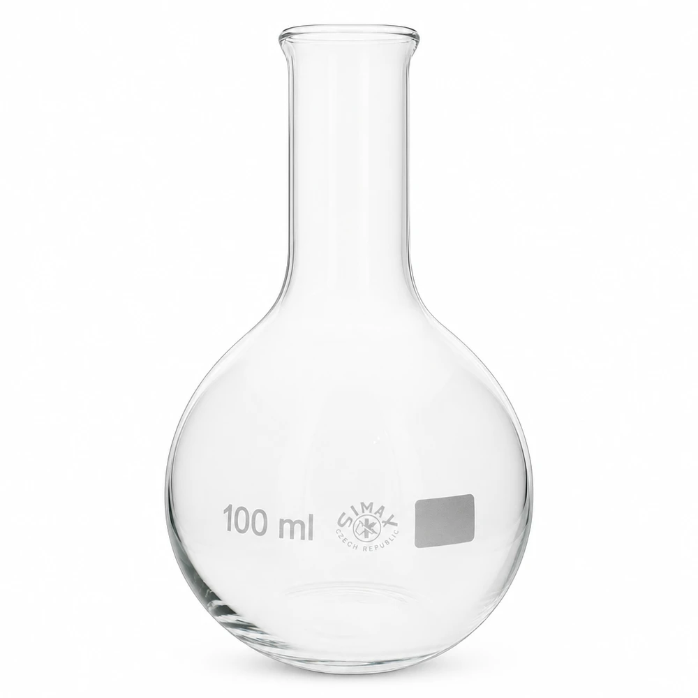 Rundkolben 100ml Enghals Form mit langem schmalem Hals