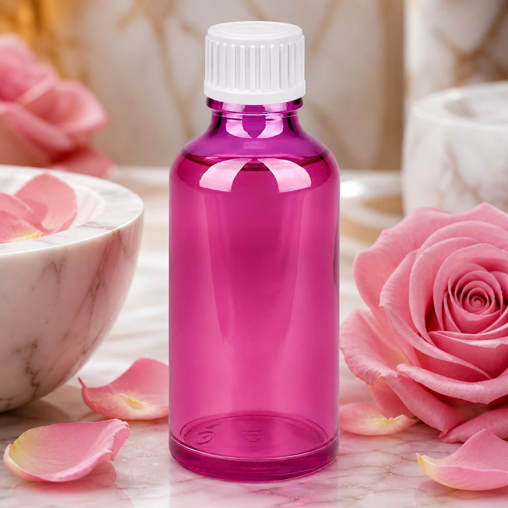 50ml (Globuli)Flasche 3mm Giessring weiß Standard PurpleLine. UT18/50 Kleine Glasflasche 50ml mit kindersicherem Verschluss für sichere Aufbewahrung von Konzentraten