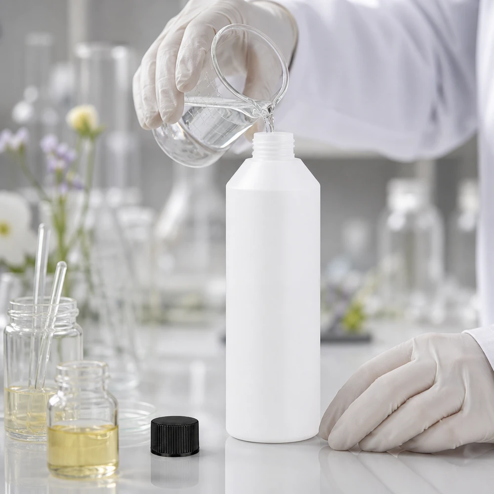Lebensmittelechte HDPE Apothekenflasche 250ml weiß mit schwarzem Verschluss für Flüssigkeiten