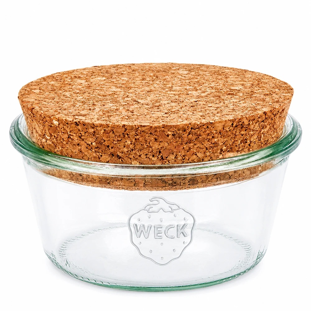 290ml WECK Sturzglas RR100 mit natürlichem Korkverschluss niedrige Form Einmachglas für Vorratshaltung