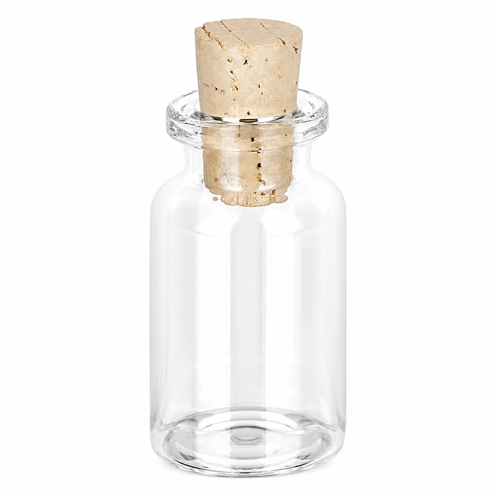 Flasche Klarglas 10ml mit Korken 11/14mm Leere durchsichtige Glasflasche 10ml mit Kork ideal für Gewürze Öle und Bastelprojekte