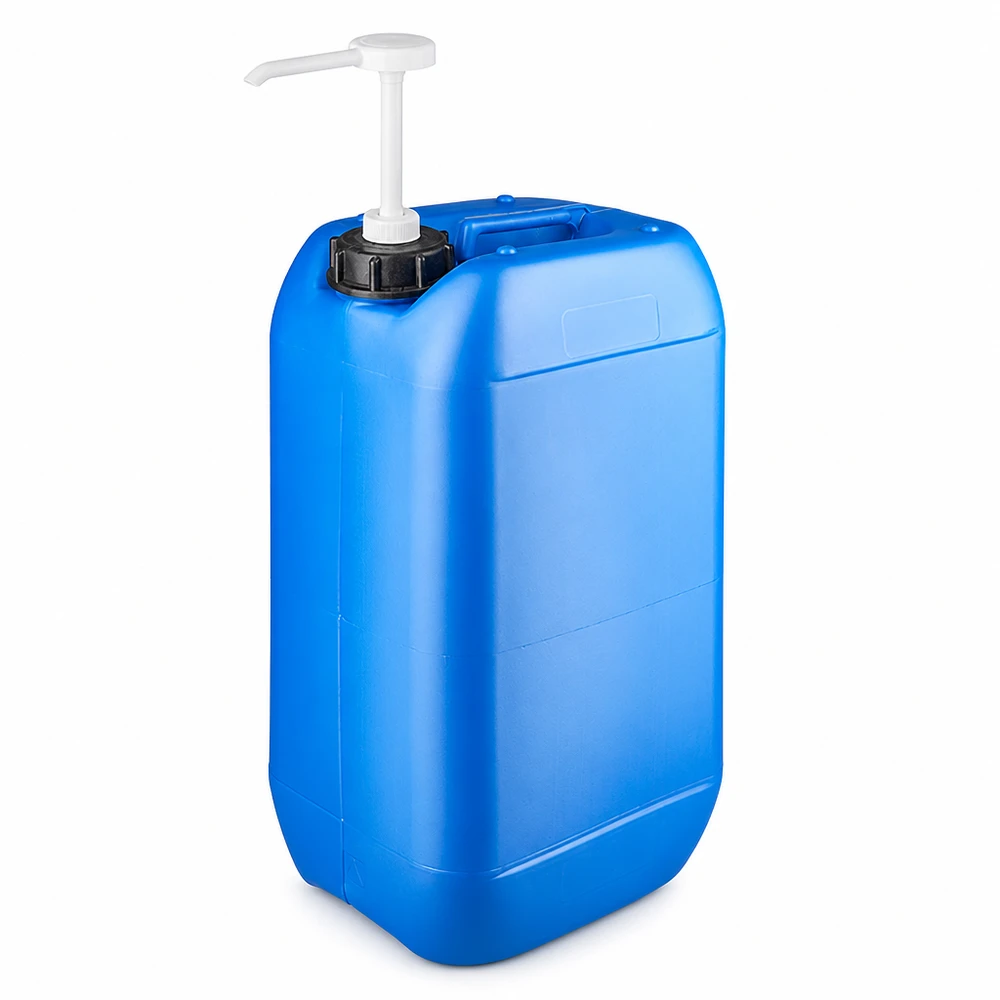 Kanister 15 Liter blau mit Dosierpumpe Rechteckiger HDPE Kanister 15L in Blau mit praktischer Ausgabepumpe für Flüssigkeiten
