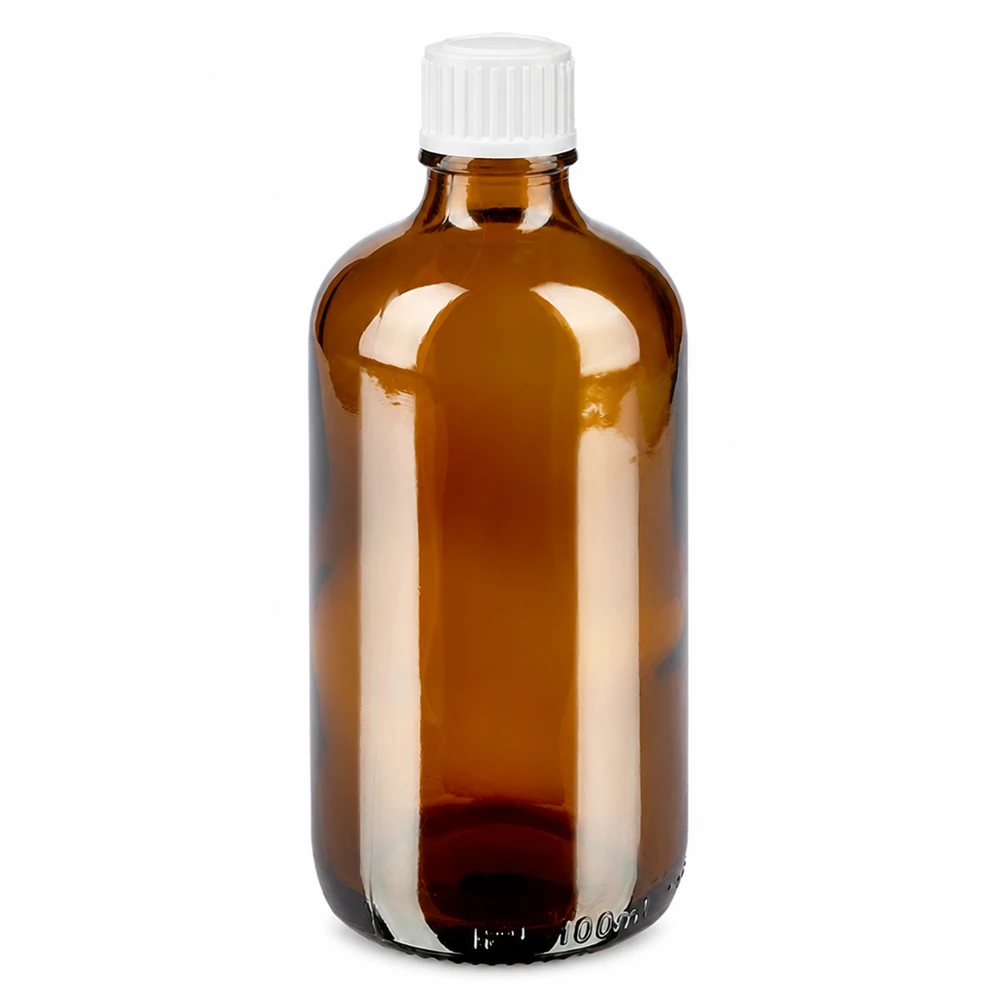Apothekenflasche braun 100ml Tropfverschluss weiß 0.8mm Standard Bernsteinfarbene 100ml Tropfflasche mit 0,9mm Tropfer und kindersicherem Weißdeckel