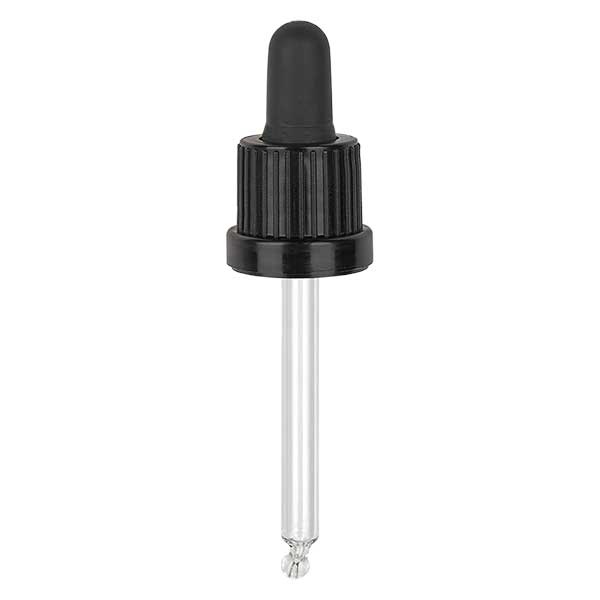 Glas-Tropfpipette, schwarz/schwarz PL61 Originalitätsverschluss III