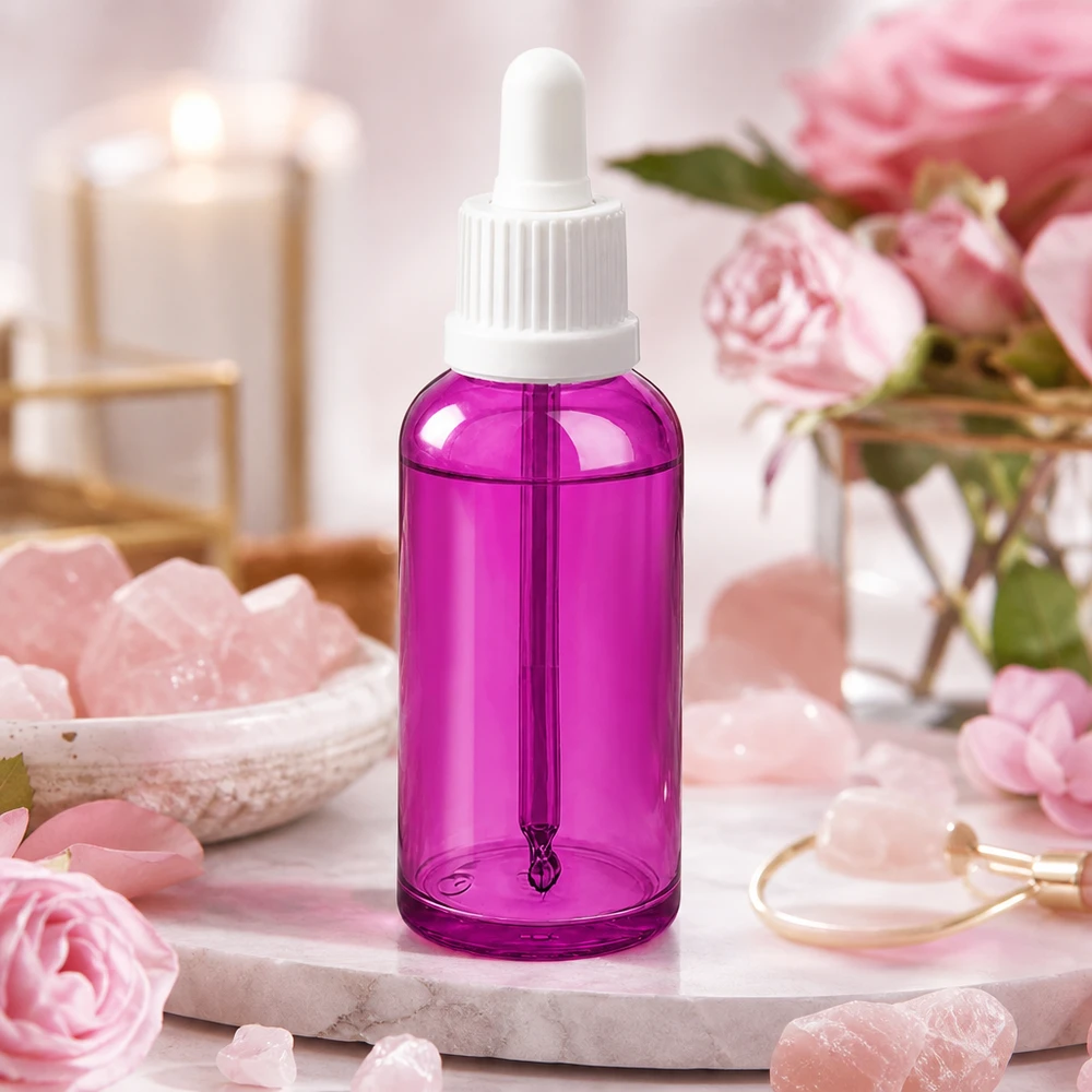 50ml Pipettenflasche weiss Originalität Schraubverschlusserschluss PurpleLine UT18/50 50ml Pipettenflasche in trendigem Lila für hygienische Aufbewahrung von Wirkstoffen