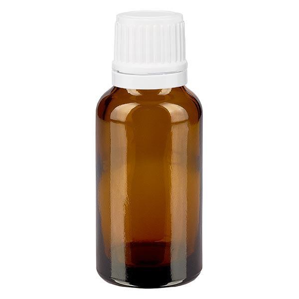 Apothekenflasche braun 20ml Schraubverschluss weiß Originalitätsverschluss Apothekenflasche braun 20ml Schraubverschluss weiß Originalitätsverschluss