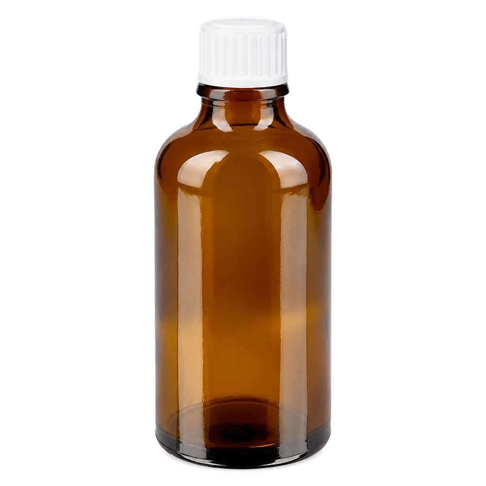 Braunglasflasche 50ml mit weißem Standardverschluss für Apotheken
