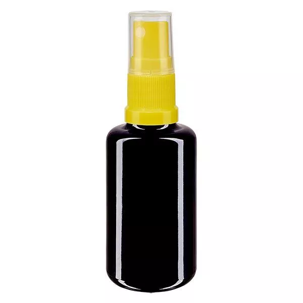 Apothekenflasche violett 30ml Sprayaufsatz gelb Apothekenflasche violett 30ml Sprayaufsatz gelb